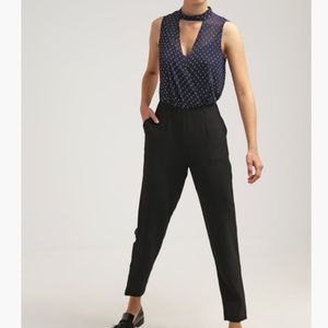 BCBG Generation Navy and Black Halter Jumpsuit